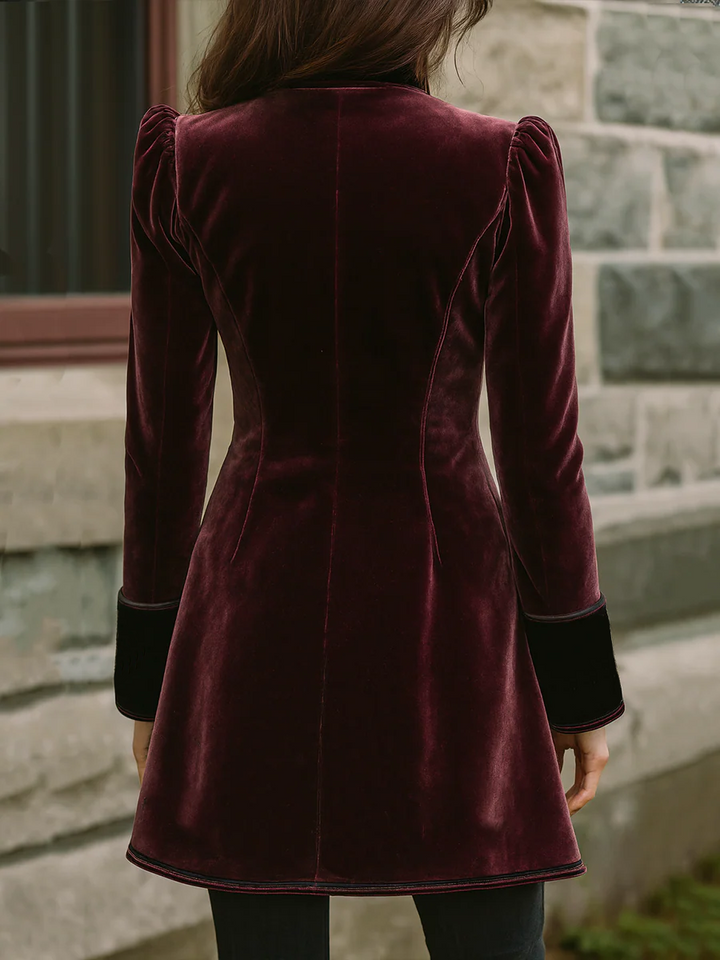 Women’s Vintage Contrast Trim Embroidered Coat