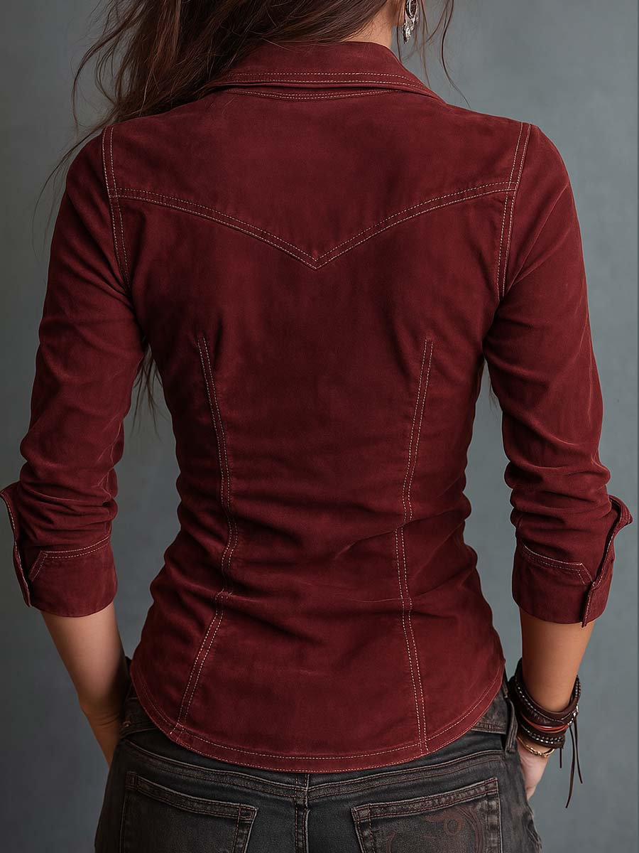Men’s Vintage Zip Front Distressed Flap Pocket Shirt