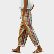 Women’s High Waisted Checkered Wide Leg Pants