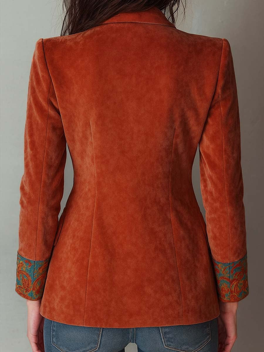 Women’s Retro Colorblock Printed Blazer