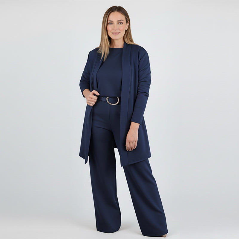 Women’s Elegant Longline 3-Piece Cardigan Top And Pants Set