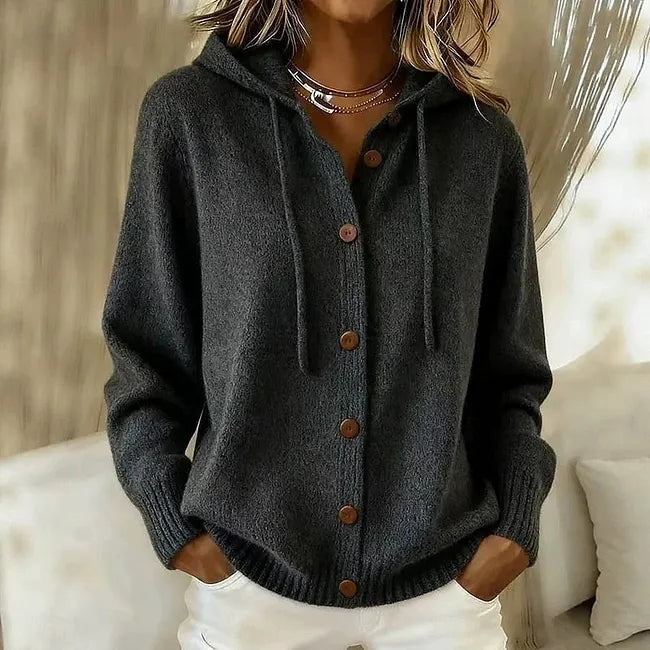 Women’s Hooded Button Front Knit Cardigan