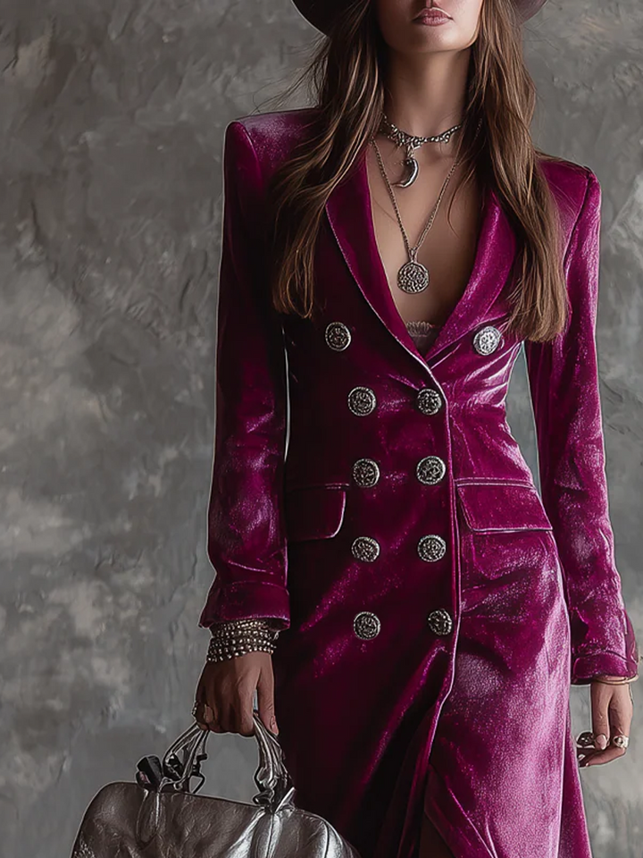 Women’s Vintage Button Front Longline Blazer