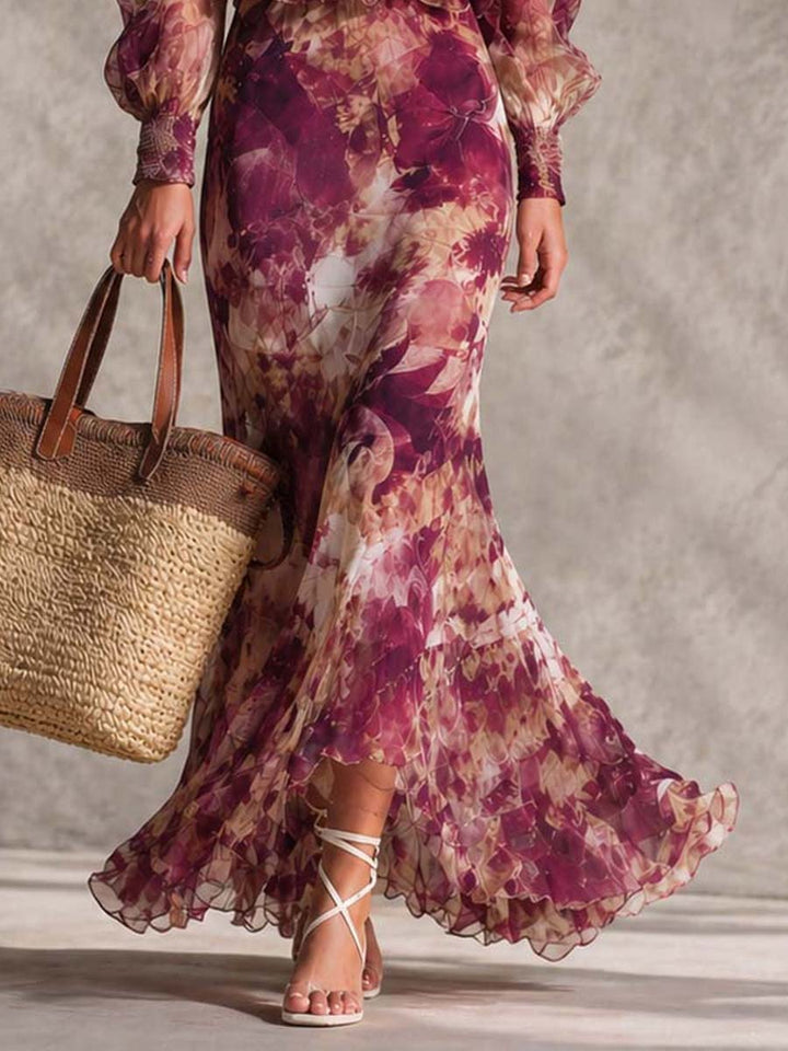 Women’s Rose Pink Off-Shoulder Floral Maxi Dress