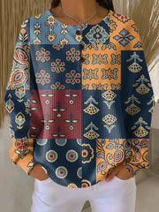 Women’s Floral Checked Pullover Sweater