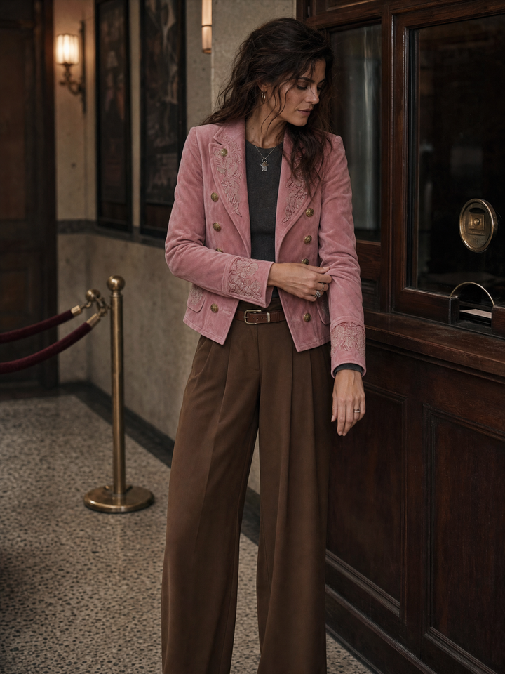 Women’s Vintage Embroidered Double-Breasted Jacket