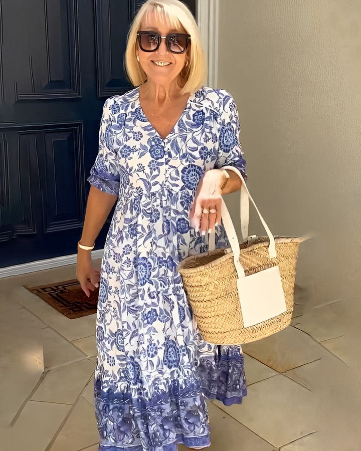 Women’s V-Neck Floral Print Dress