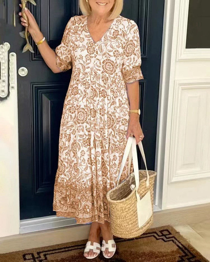 Women’s V-Neck Floral Print Dress