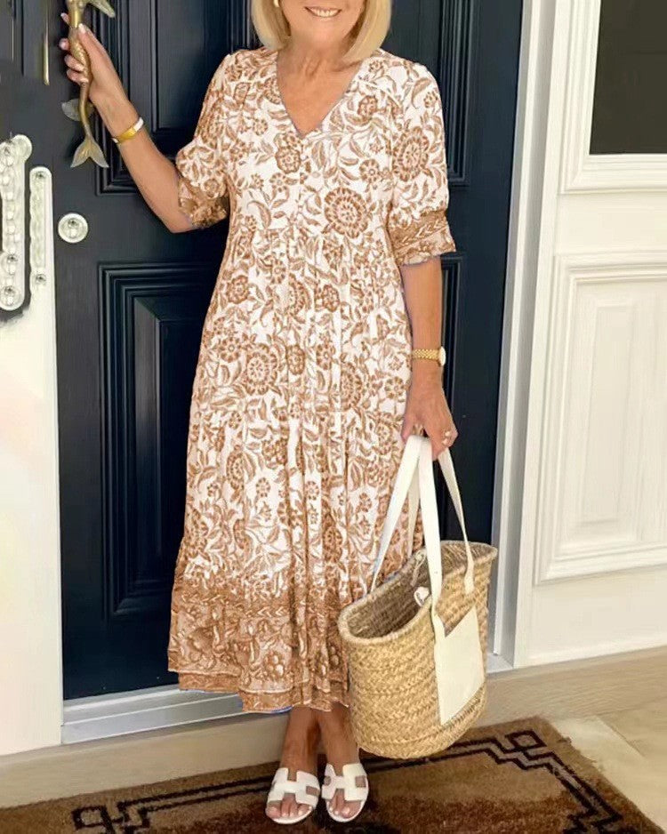 Women’s Floral Print V-Neck Dress