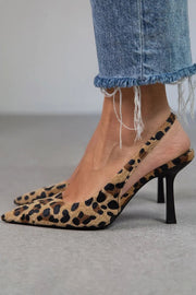 Women’s Leopard Print Pointed Toe Slingback Stiletto Heels