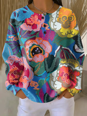 Women’s Colorful Floral Pullover Sweater