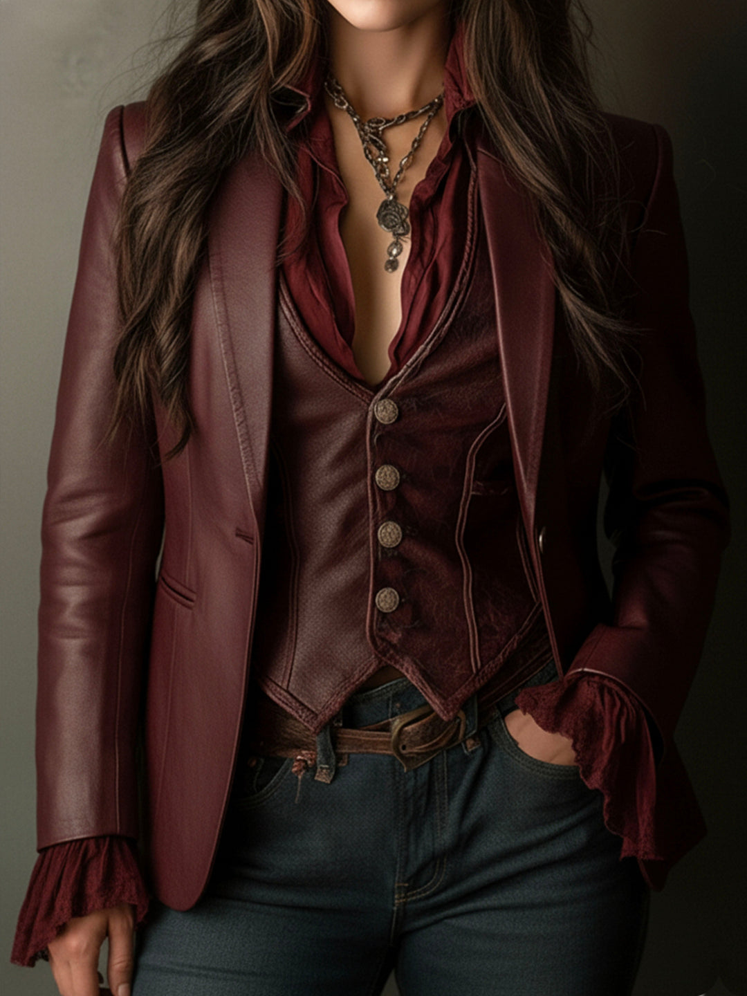 Women’s Vintage Burgundy Blazer