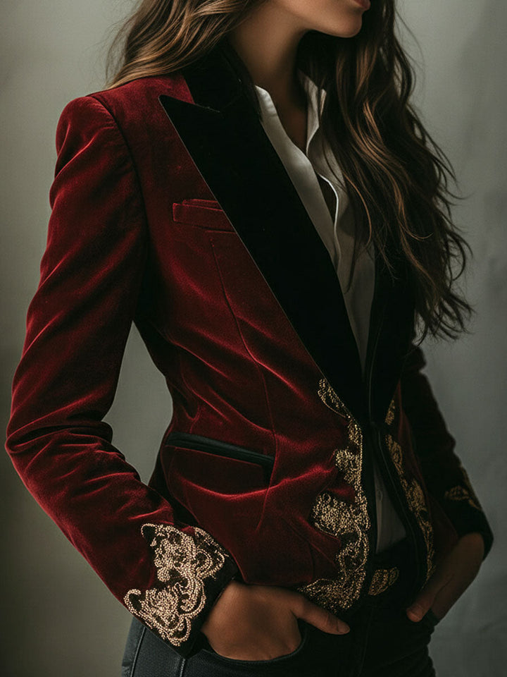 Men’s Black Gold Embroidered Blazer