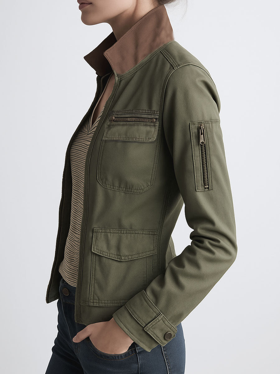 Women’s Olive Green Utility Cargo Jacket