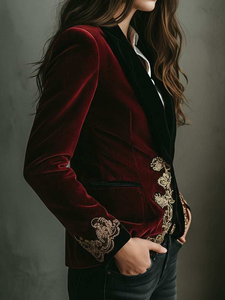 Men’s Black Gold Embroidered Blazer