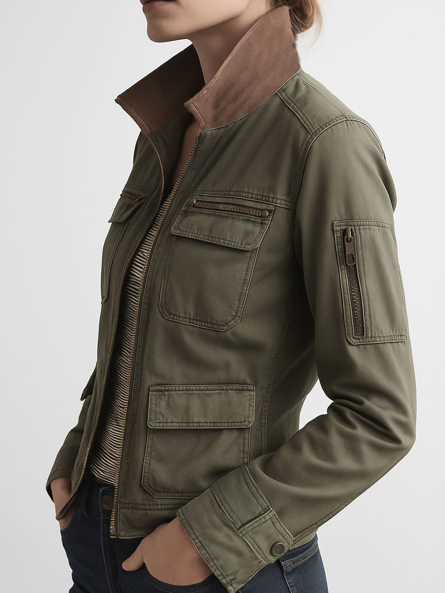 Women’s Olive Green Utility Cargo Jacket