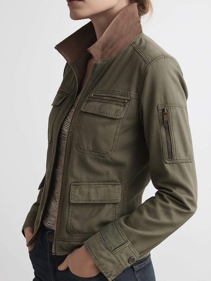 Women’s Olive Green Utility Cargo Jacket