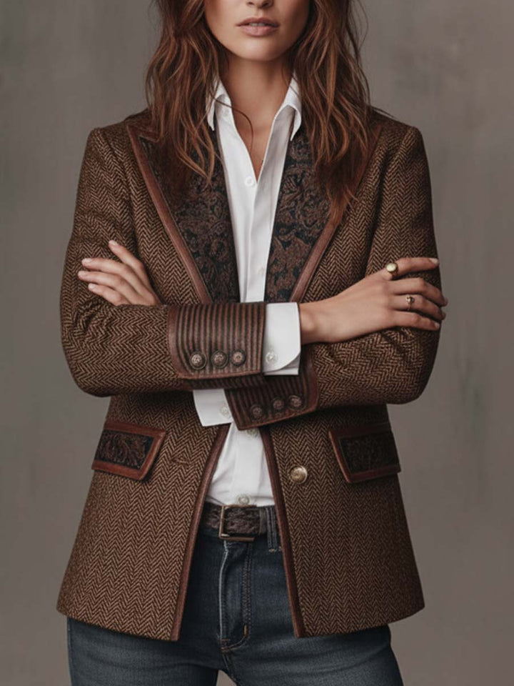 Women’s Herringbone Printed Panel Blazer