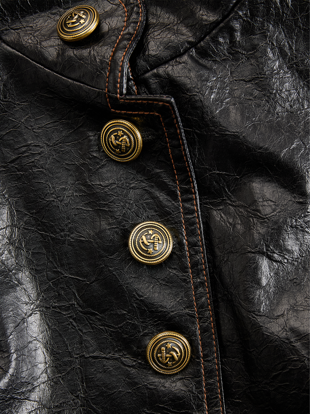 Women’s Retro Stand Collar Metal Button Jacket
