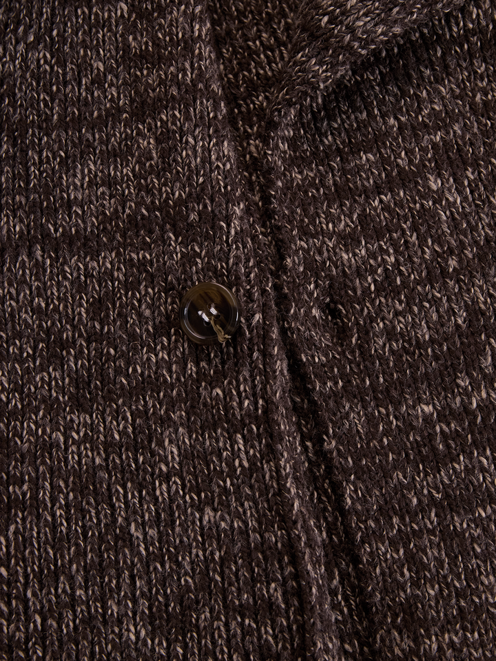 Women’s Brown Asymmetric Zip Ribbed Knit Jacket