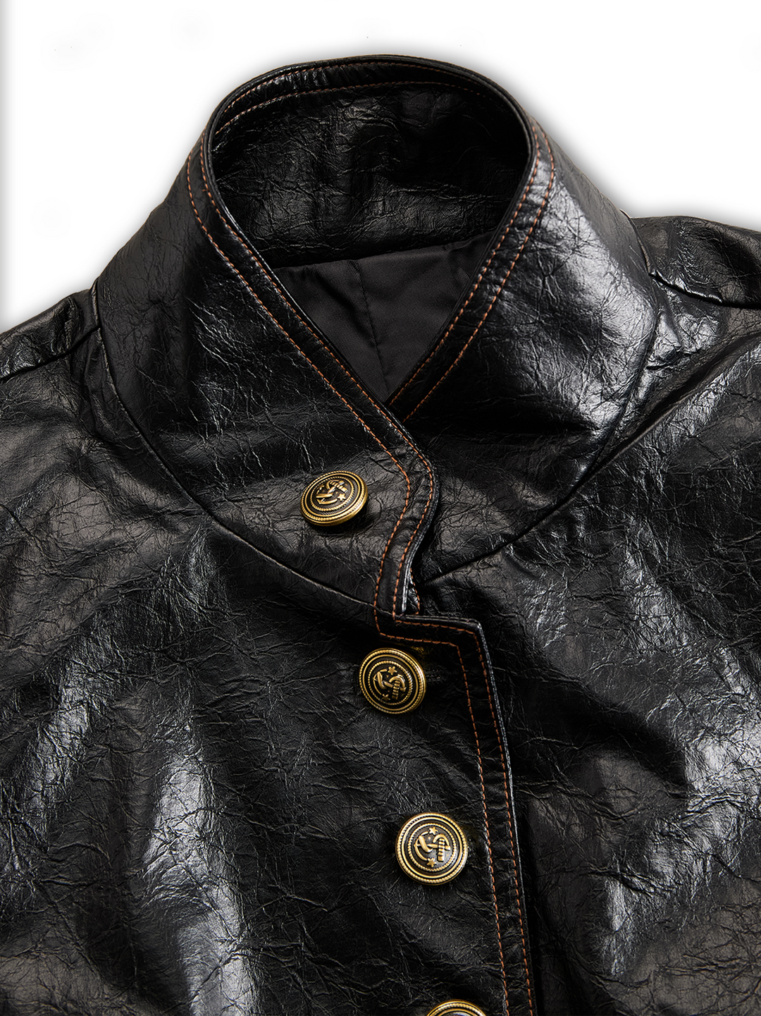 Women’s Retro Stand Collar Metal Button Jacket