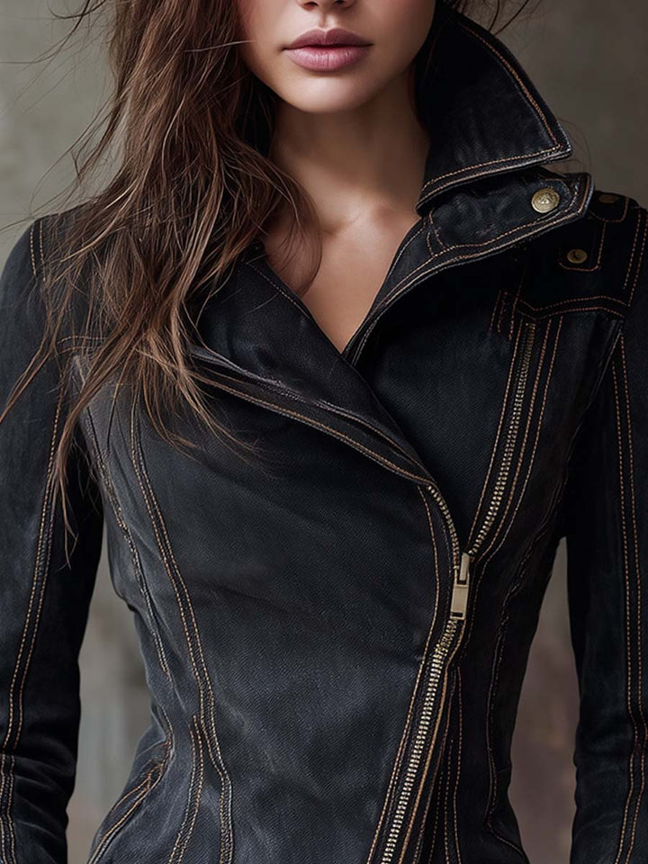Women’s Vintage Washed Moto Jacket