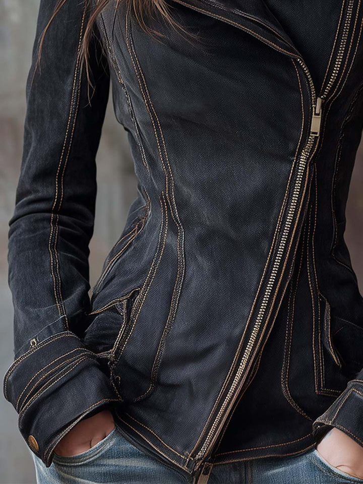 Women’s Vintage Washed Moto Jacket