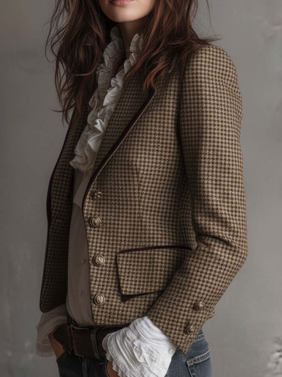 Women’s Vintage Houndstooth Tailored Blazer