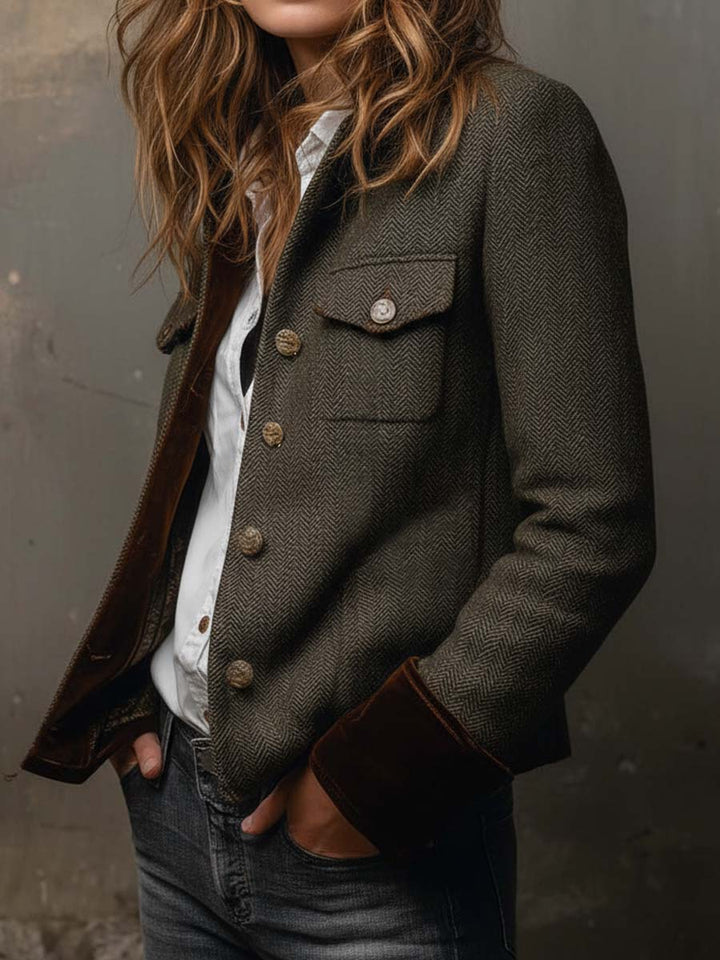 Women’s Vintage Herringbone Single Breasted Blazer
