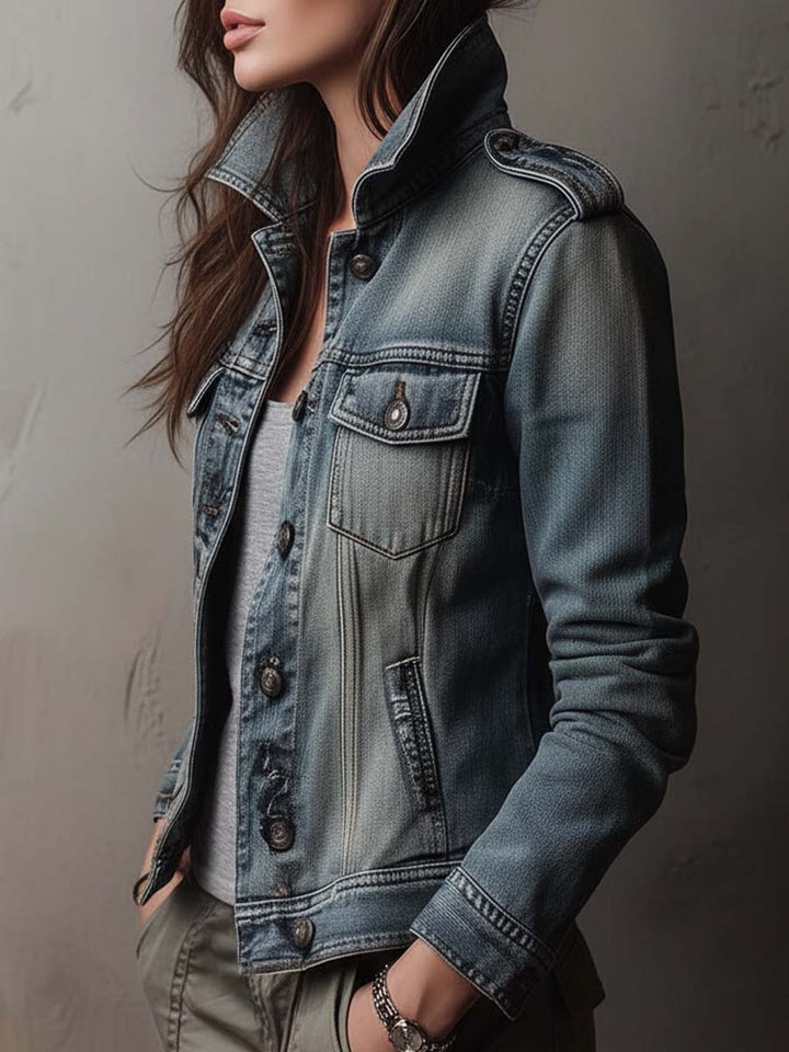 Women’s Washed Faded Utility Trucker Jacket