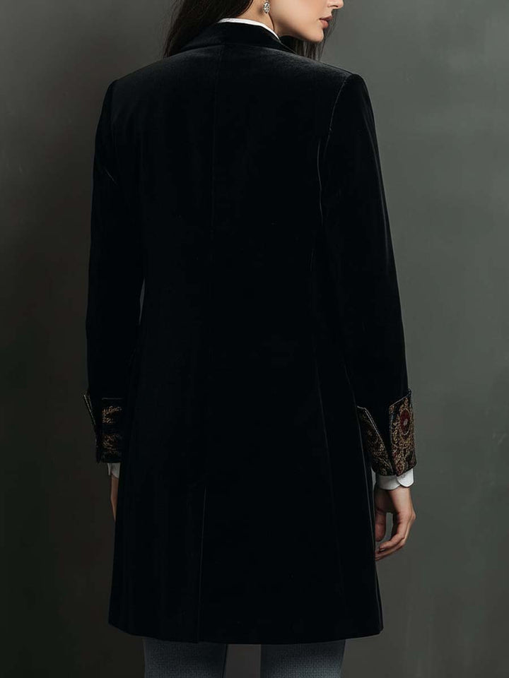 Men’s Black Baroque Print Lapel Slim Fit Blazer