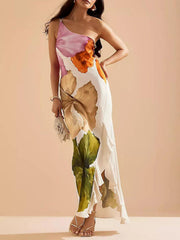 Women’s Floral One-Shoulder Maxi Dress