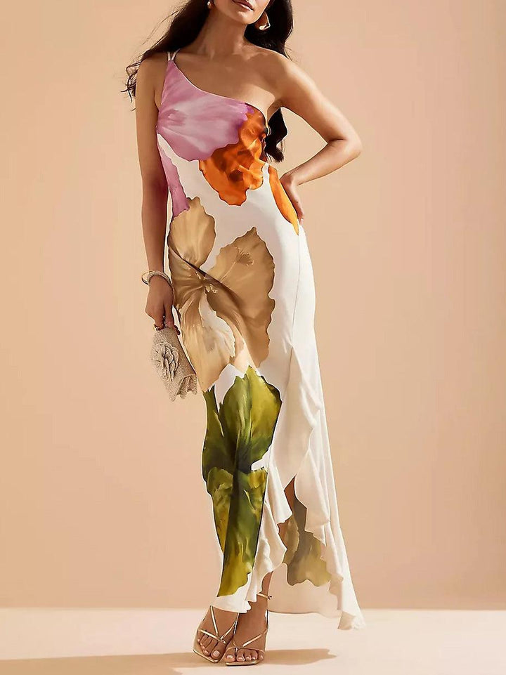 Women’s Floral One-Shoulder Maxi Dress