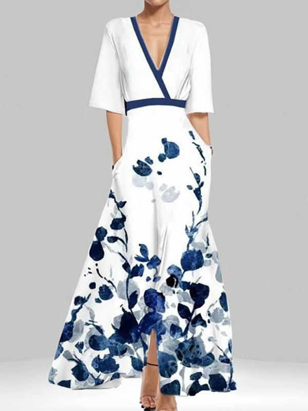 Women’s Elegant Mid Sleeve Evening Maxi Dress