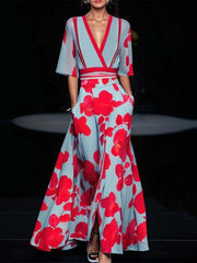 Women’s Elegant Mid Sleeve Evening Maxi Dress