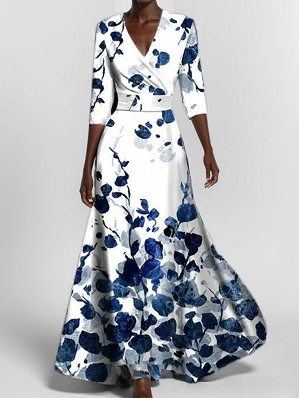 Women’s Elegant Mid Sleeve Evening Maxi Dress