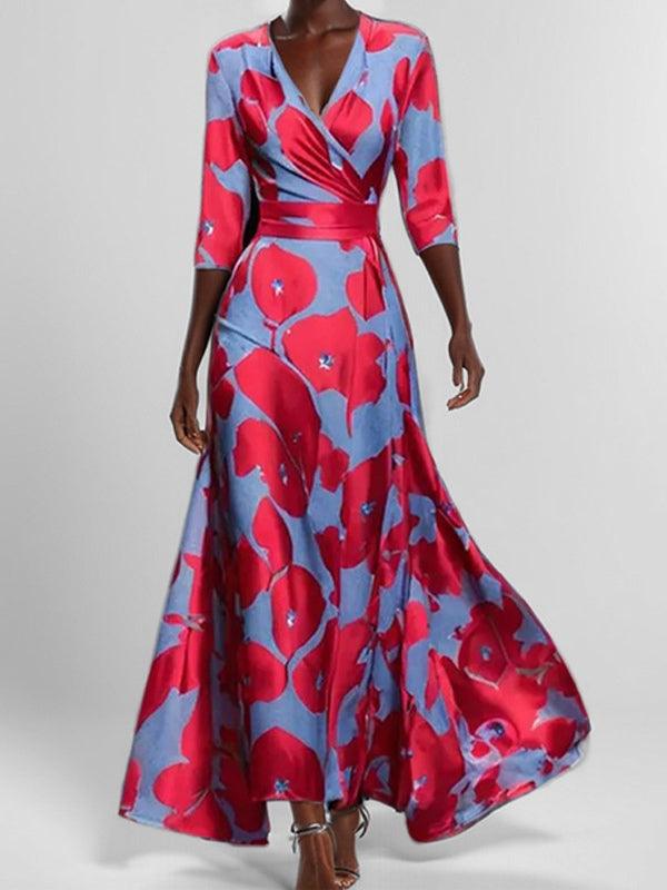 Women’s Elegant Mid Sleeve Evening Maxi Dress