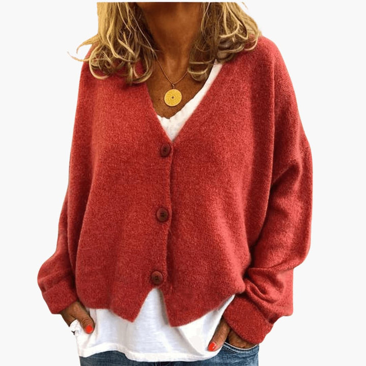 Women’s V Neck Button Front Knit Cardigan