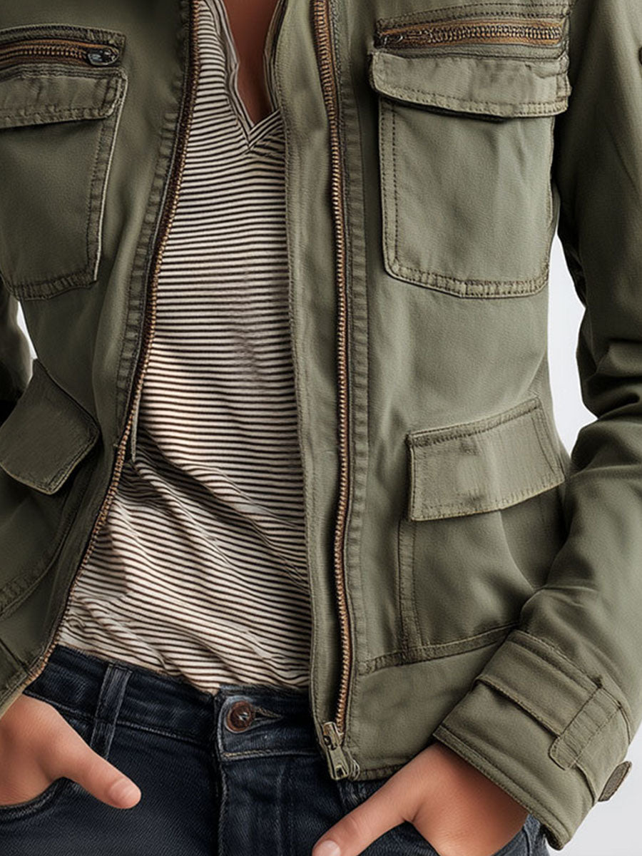 Women’s Olive Green Utility Cargo Jacket