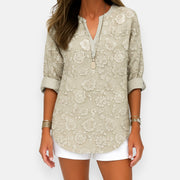 Women’s Textured Floral V-Neck Top