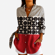 Women’s Retro Color Block Blouse