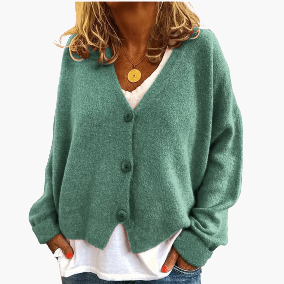 Women’s V Neck Button Front Knit Cardigan