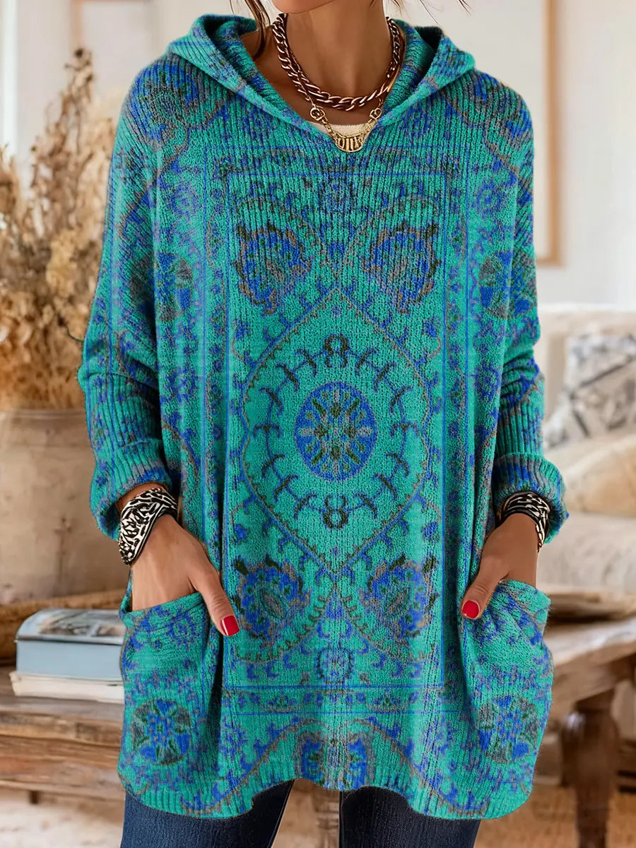 Women’s Boho Tribal Print Hooded Tunic
