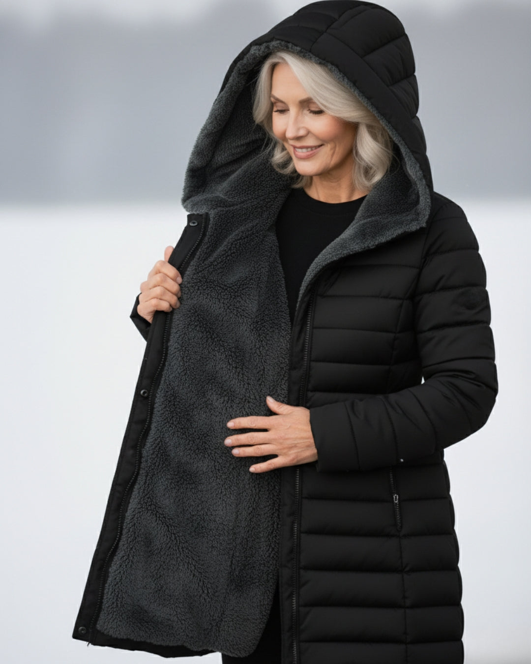Women’s Fleece Lined Hooded Puffer Coat