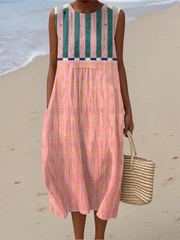 Women’s Striped Pastel Midi Dress