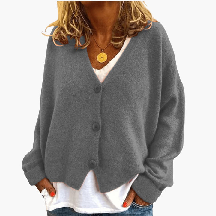 Women’s V Neck Button Front Knit Cardigan