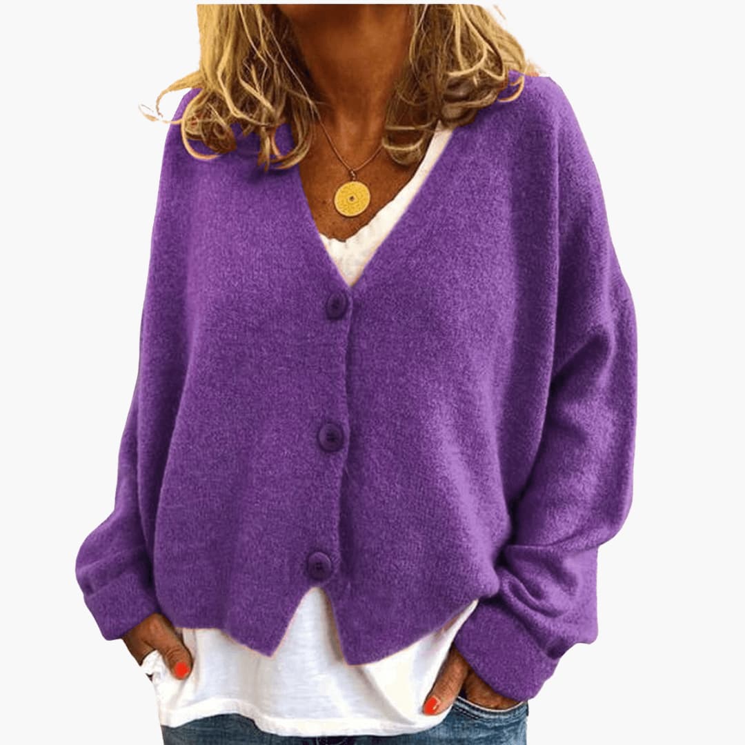 Women’s V Neck Button Front Knit Cardigan