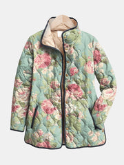 Women’s Retro Floral Print Quilted Jacket