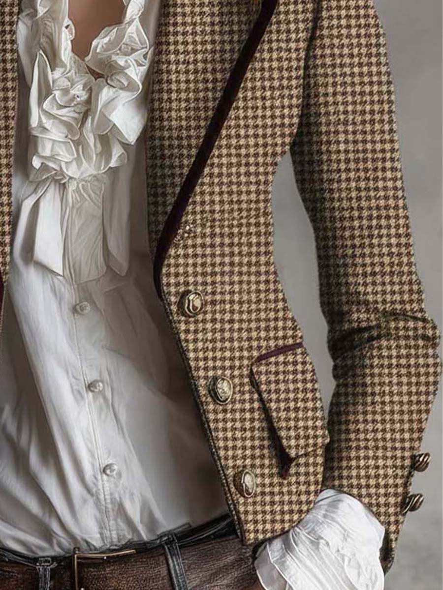 Women’s Vintage Houndstooth Tailored Blazer