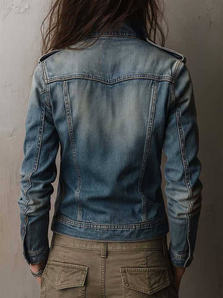Women’s Washed Faded Utility Trucker Jacket